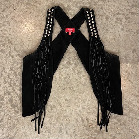 Tigerlily Black Fringe Vest with Silver Accents - Picture 1 of 6
